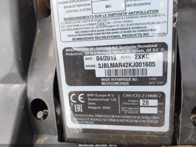 2019 CAN-AM OUTLANDER MAX 3JBLMAR42KJ001605 Photo 9