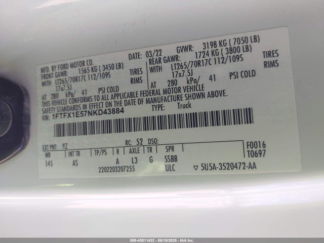 Ford 5.0l-4v 2022 1FTFX1E57NKD43884 Image 4