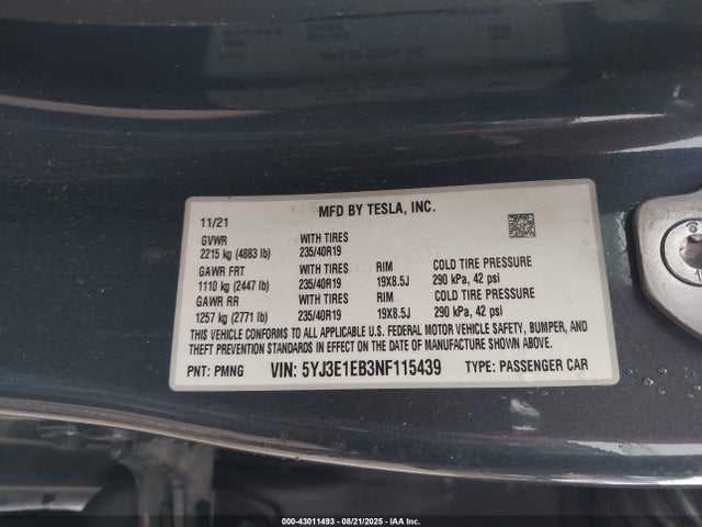 2022 TESLA MODEL 3 5YJ3E1EB3NF115439 Photo 8