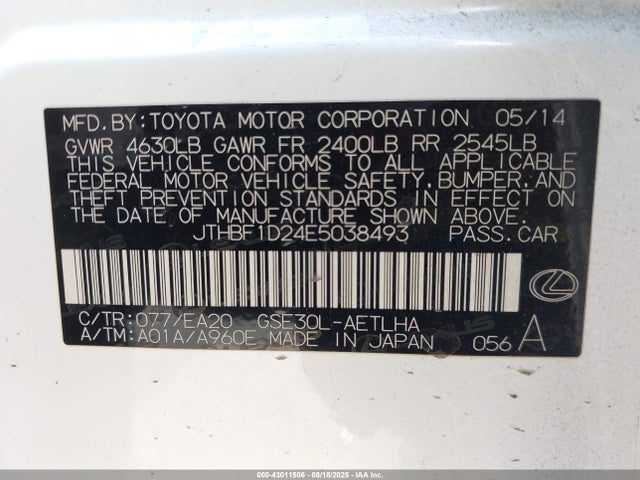 JTHBF1D24E5038493 Lexus 4gr-fse