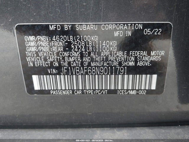 Subaru dib 2022 JF1VBAF68N9011791 Image 9