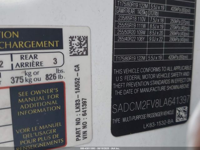 2020 JAGUAR F-PACE SADCM2FV8LA641397 Photo 8