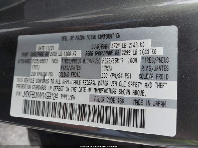 Mazda py cylinder decativation 2021 JM3KFBCMXM1499124 Image 9