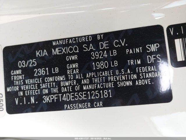 KIA k4 2025 3KPFT4DE5SE125181 Image 9