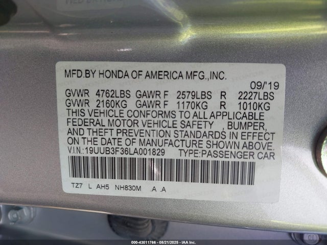 Acura j35y6 2020 19UUB3F36LA001829 Image 26
