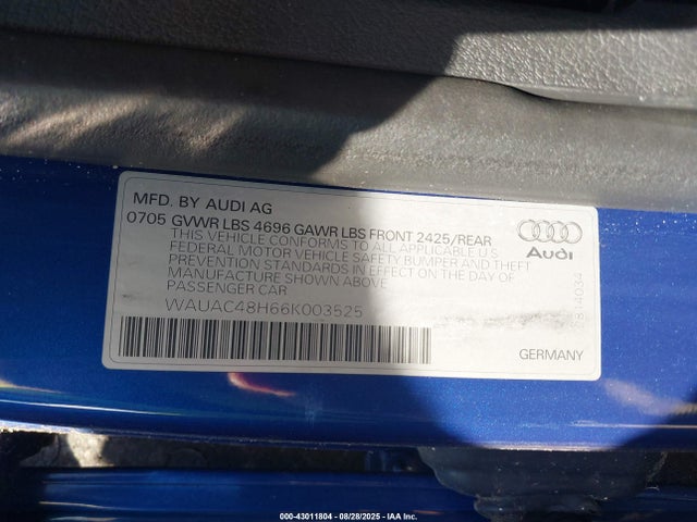 2006 AUDI A4 WAUAC48H66K003525 Photo 8