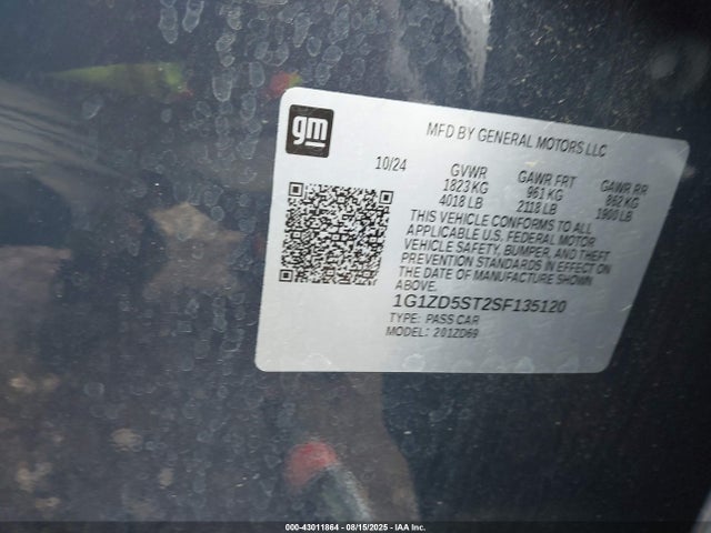 1G1ZD5ST2SF135120 Chevrolet lfv