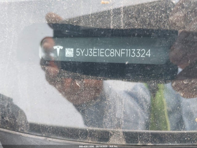 2022 TESLA MODEL 3 5YJ3E1EC8NF113324 Photo 8