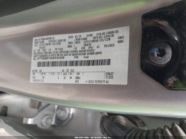 Ford 2019 2019 1FT7W2BTXKEF93355 Image 9