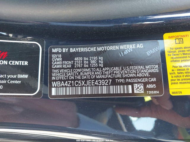 BMW 430I 2018 WBA4Z1C5XJEE43927 Image 9