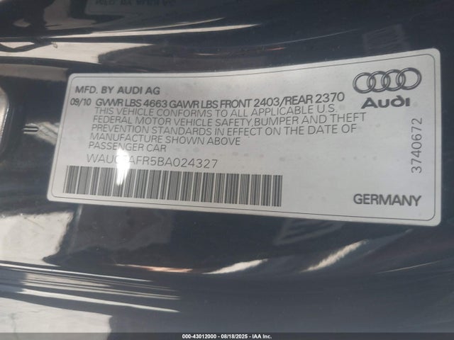 2011 AUDI A5 WAUCFAFR5BA024327 Photo 8