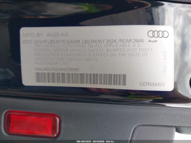 2021 AUDI A5 SPORTBACK WAUABCF52MA038989 Photo 8