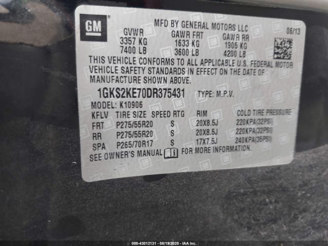 2013 GMC YUKON XL 1500 1GKS2KE70DR375431 Photo 8