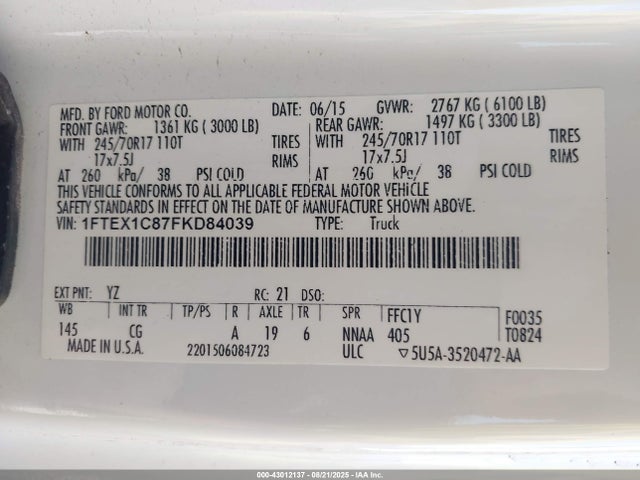 Ford 2015 2015 1FTEX1C87FKD84039 Image 9