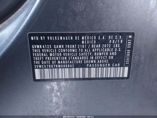 3VWC57BU7KM088842 Volkswagen 1.4 tsi