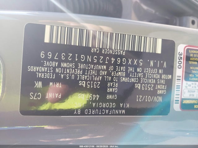 5XXG64J25NG123769 KIA K5 Gt-line