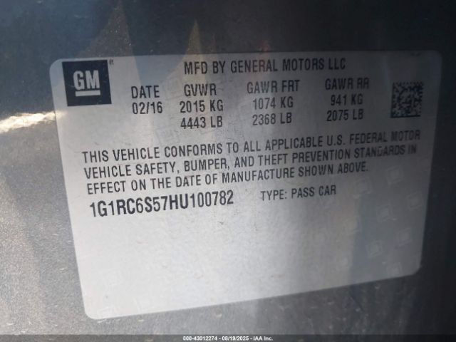 2017 CHEVROLET VOLT 1G1RC6S57HU100782 Photo 8