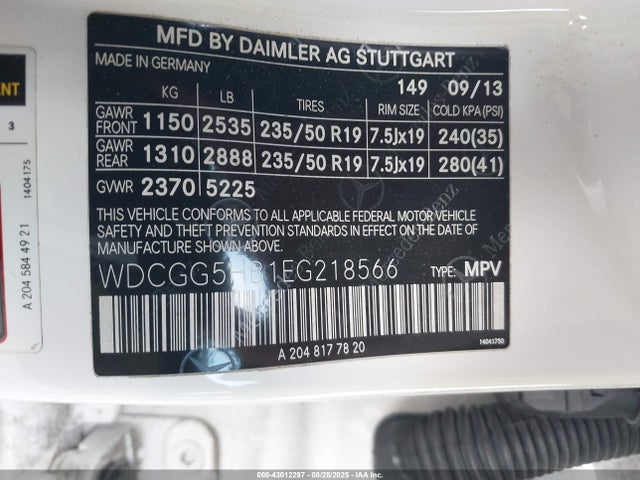 WDCGG5HB1EG218566 Mercedes-Benz 2014