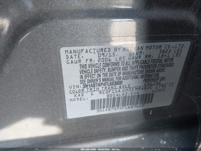 3N1AB7AP4FL683600 Nissan 2015