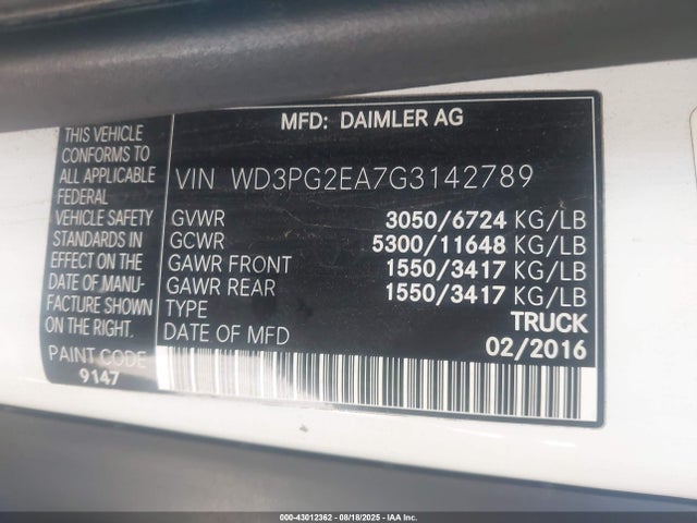 WD3PG2EA7G3142789 Mercedes-Benz Metris