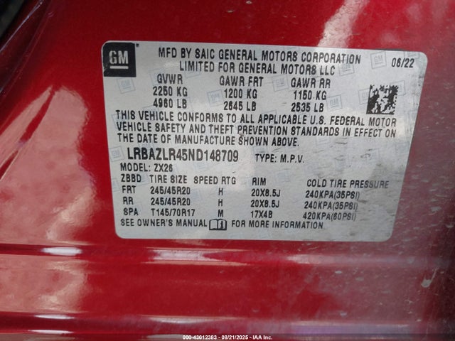Buick lsy 2022 LRBAZLR45ND148709 Image 9