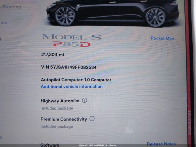 2015 TESLA MODEL S 5YJSA1H49FF082534 Photo 6