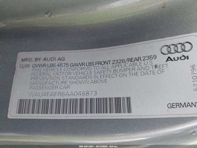 2010 AUDI A5 WAU4FAFR6AA046873 Photo 8