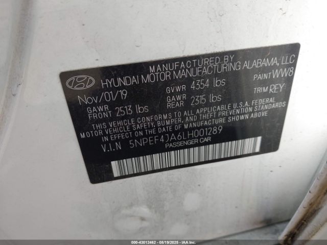 2020 HYUNDAI SONATA 5NPEF4JA6LH001289 Photo 8