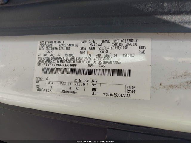 Ford Transit 2016 1FTYE1YM6GKB08686 Image 9