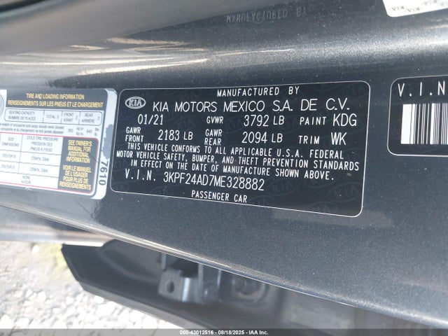 3KPF24AD7ME328882 KIA mpi nu