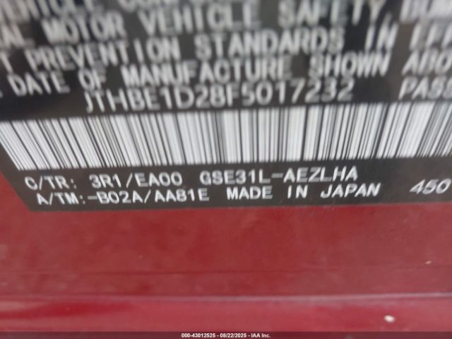 2015 LEXUS IS 350 JTHBE1D28F5017232 Photo 8