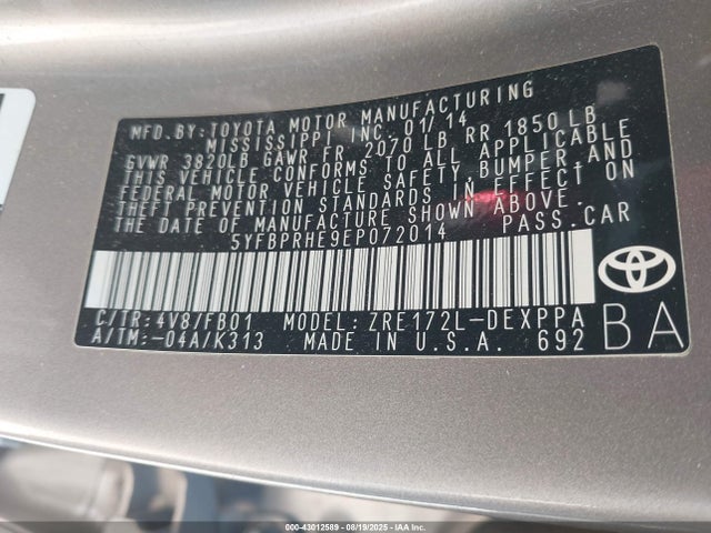 Toyota 2zr-fae 2014 5YFBPRHE9EP072014 Image 9