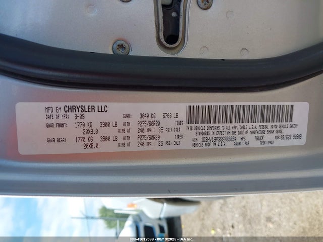 2009 DODGE RAM 1500 1D3HV18P39S789894 Photo 8