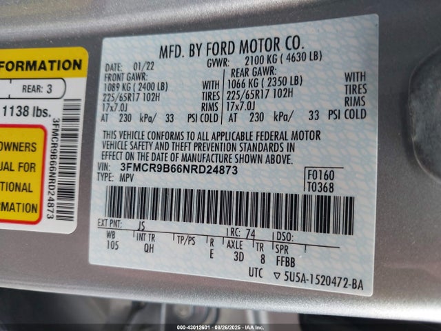3FMCR9B66NRD24873 Ford dragon
