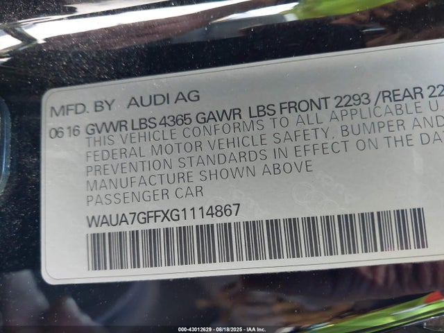 Audi A3 2016 WAUA7GFFXG1114867 Image 9