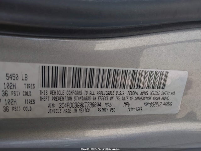 3C4PDCBG0KT798004 Dodge 2019