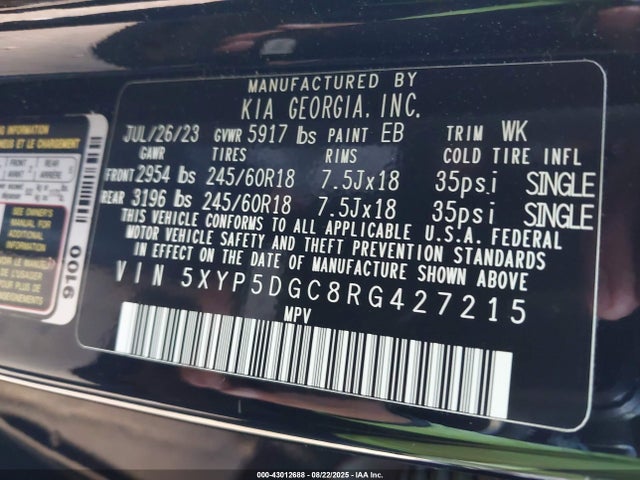 5XYP5DGC8RG427215 KIA gdi lambda-ii