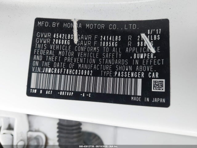 Honda lfa1 2017 JHMCR6F78HC030902 Image 9