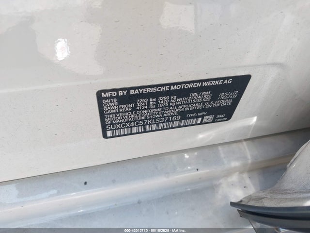 5UXCX4C57KLS37169 BMW X7