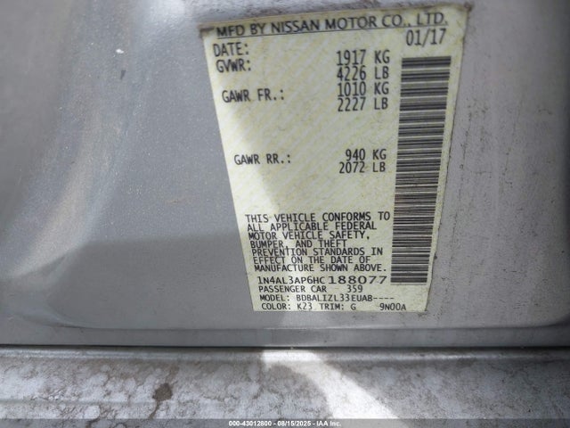 1N4AL3AP6HC188077 Nissan Altima