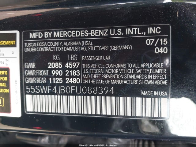 55SWF4JB0FU088394 Mercedes-Benz C-Class