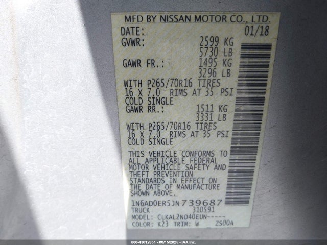 1N6AD0ER5JN739687 Nissan 2018