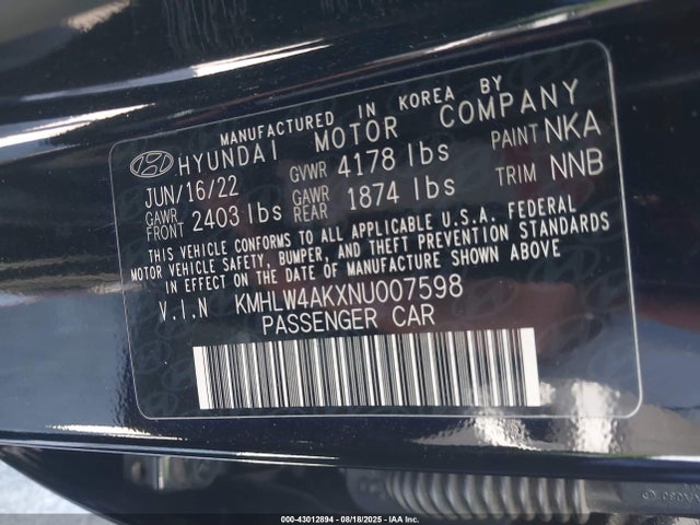 KMHLW4AKXNU007598 Hyundai t-gdi theta ii