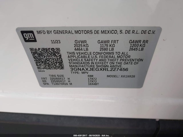 3GNAXJEGXRL227456 Chevrolet lsd