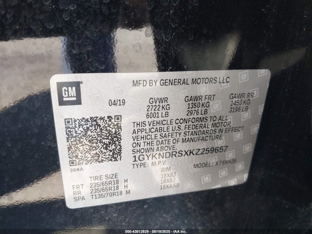 2019 CADILLAC XT5 1GYKNDRSXKZ259657 Photo 8