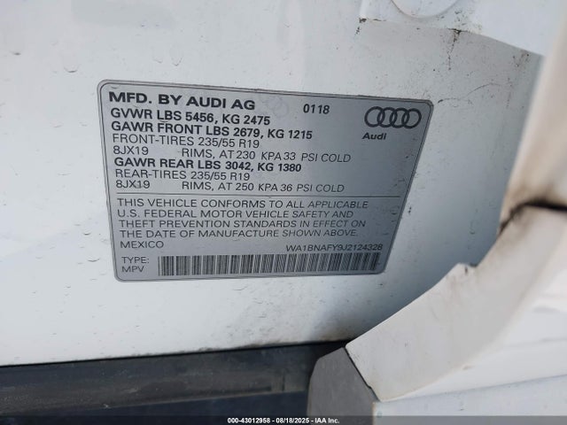2018 AUDI Q5 WA1BNAFY9J2124328 Photo 8