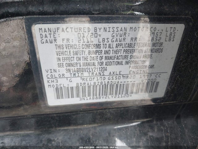 3N1AB8BV2LY211204 Nissan 2020