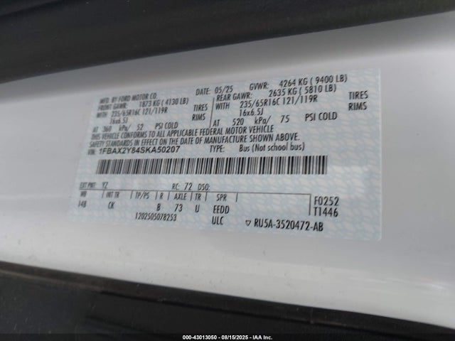 Ford 3.5l v6 cyclone 2025 1FBAX2Y84SKA50207 Image 9