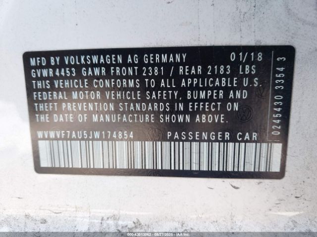 2018 VOLKSWAGEN GOLF R WVWVF7AU5JW174854 Photo 8