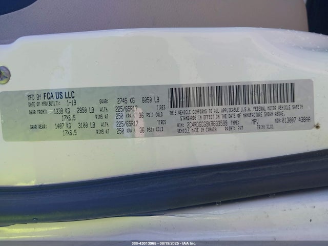 2C4RDGCG9KR633599 Dodge Grand Caravan